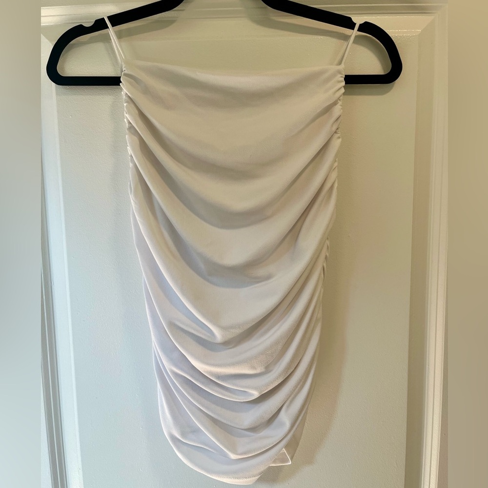 Ann Taylor LOFT White Ruched Tank